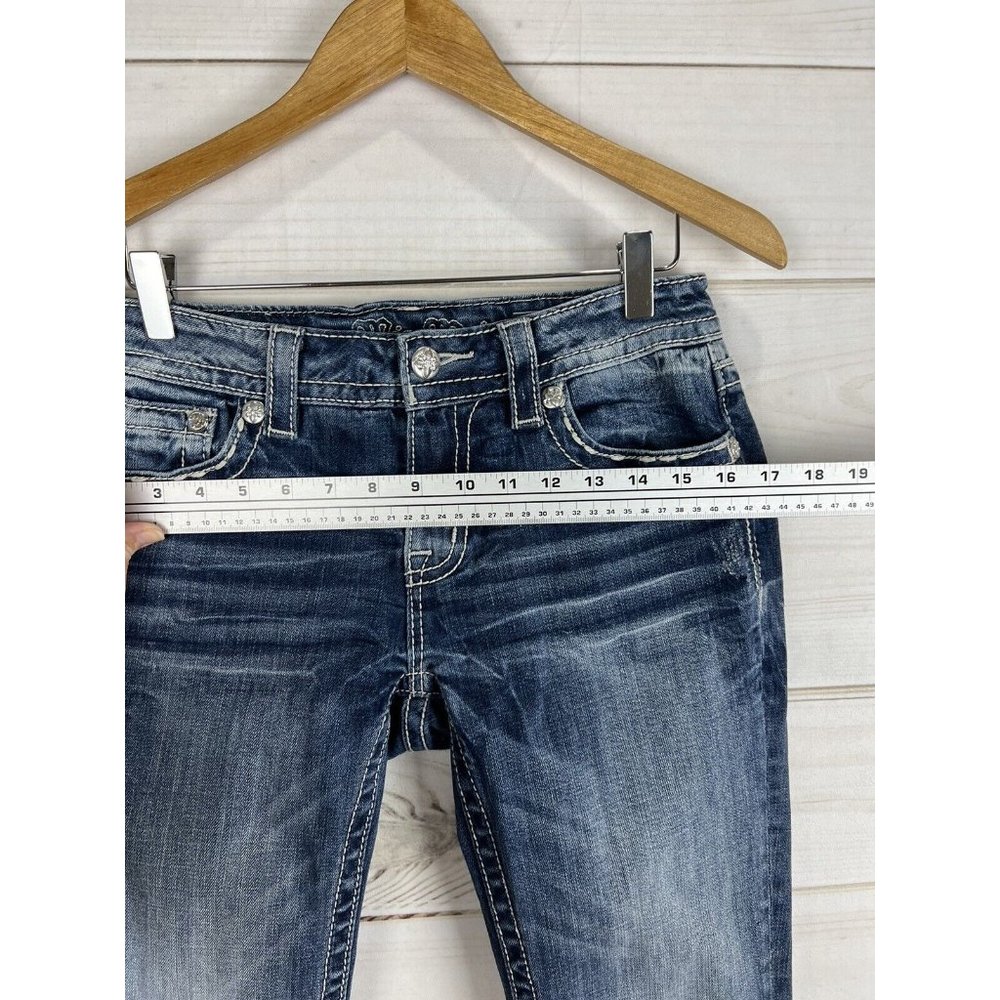 Miss Me Jeans Womens 28 Blue Bootcut Embroidered Pocket Low Rise Stretch - Picture 8 of 12